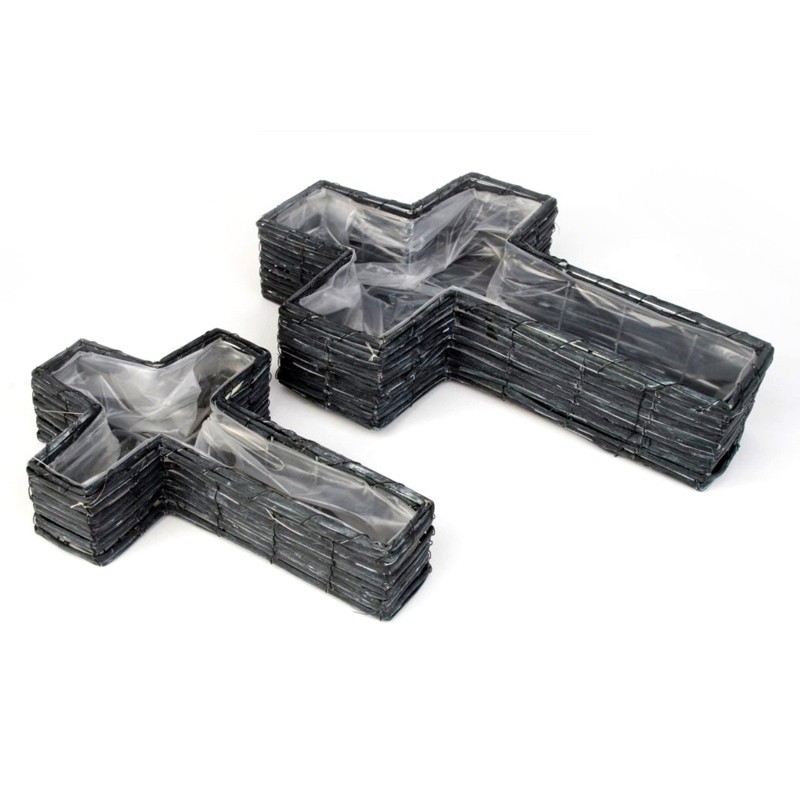 Pflanzkreuze Spaltweide 47/34cm im Set anthrazit